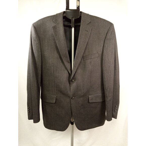 Jos. A. Bank Grey Pinstriped Tailored Fit Suit Set 42R/36 Waist - Picture 3 of 12